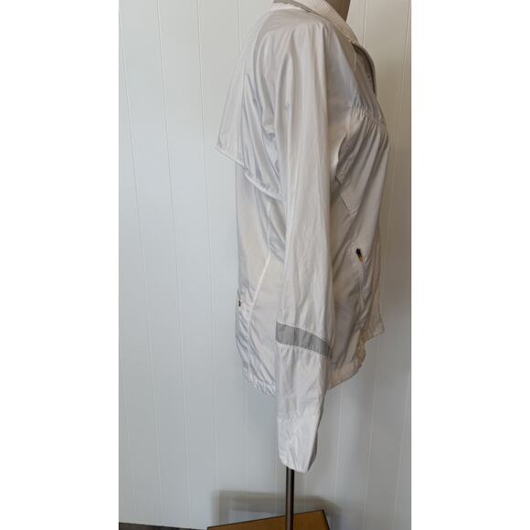 Nike Jacket Womens Large White FitStorm Full Zip Windbreaker Reflective Running - Picture 7 of 15
